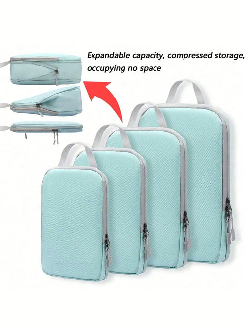 Compressible 4-Piece Set Business Travel Storage Bag, Simple and Fashionable Multi-Functional Vertical Waterproof Organizer Bag